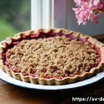 디저트 전문가의 계절별 디저트 소개 - **A Rustic Rhubarb Pie in a Swedish Spring Kitchen**
    A close-up shot of a freshly baked rhubarb ...